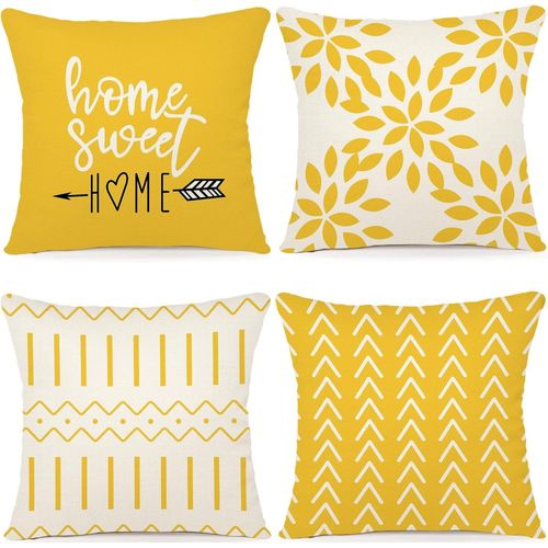 Tianyi-Lot De 4 Housse Coussin Décoratif Canapé Taie D'oreiller Decoration Canapé Housses De Coussin En Lin D'extérieur Housse De Coussin Décoration Pour Chambre, Canapé, Chaise, Lit,Jardin 40x40cm