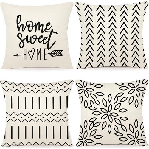 Tianyi-Lot De 4 Housse Coussin Décoratif Canapé Taie D'oreiller Decoration Canapé Housses De Coussin En Lin D'extérieur Housse De Coussin Décoration Pour Chambre, Canapé, Chaise, Lit,Jardin 40x40cm