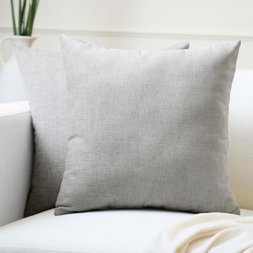 Tianyi-Housse De Coussin En Chenille Lot De 2 | Gris Clair - (20""X20"") (50x50 Cm) | Housses De Coussin Carrées Décoratives Pour Canapé, Décoration Maison, Sofa