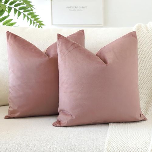 Cauc-Lot De 2 Housses De Coussins En Velours Décoratif Canapé Taie D'oreiller Doux Decoration Pour Maison Salon Chambre Canapé Décoration 60x60cm (Confiture)