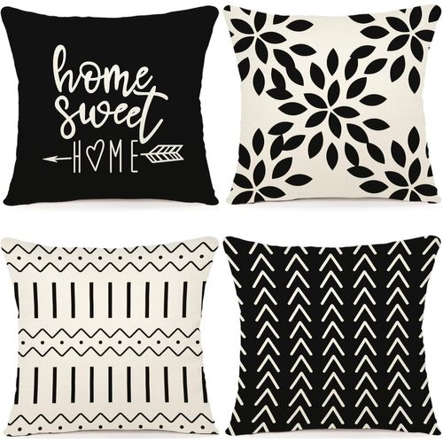 Tianyi-Lot De 4 Housse Coussin Décoratif Canapé Taie D'oreiller Decoration Canapé Housses De Coussin En Lin D'extérieur Housse De Coussin Décoration Pour Chambre, Canapé, Chaise, Lit,Jardin 45x45cm