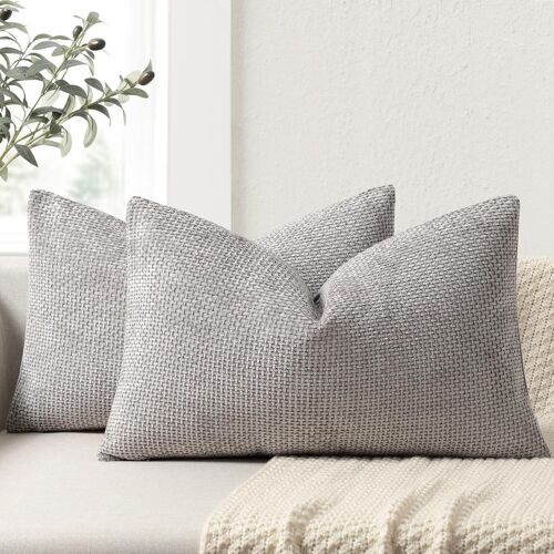 Cauc-Lot De 2 Housse Coussin De Canapé 40x60 En Chenille Housse De Coussin Douces Cecoration De Maison Coussin Canape Décoratives De Luxe Pour Canapé,Lit Et Salon