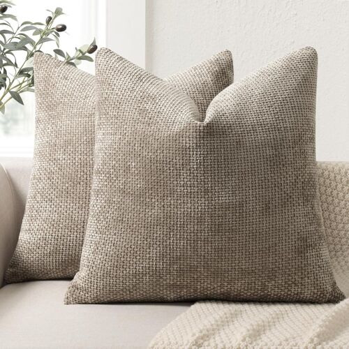 Cauc-Lot De 2 Housse Coussin De Canapé 40x40 En Chenille Housse De Coussin Douces Cecoration De Maison Coussin Canape Décoratives De Luxe Pour Canapé,Lit Et Salon