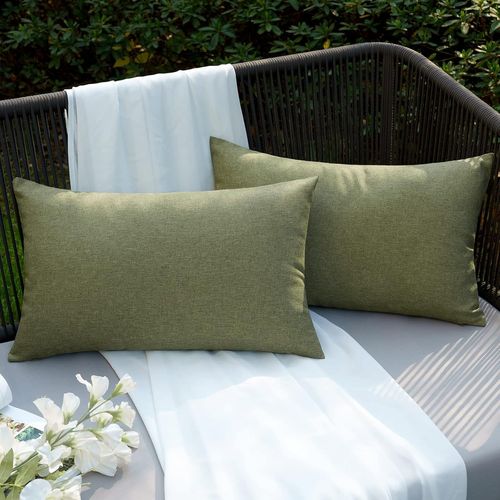 Tianyi-Taie D'oreiller Extérieure Imperméable En Polyester Doux Avec Surface Hydrofugfe Housse De Coussin De Jardin Balcon Décoratif Pour Salon Chambre Lot De 2 30x50cm Vert Foncé