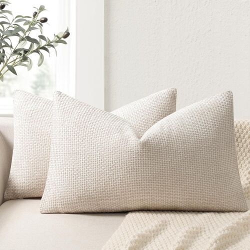 Cauc-Lot De 2 Housse Coussin De Canapé 30x50 En Chenille Housse De Coussin Douces Cecoration De Maison Coussin Canape Décoratives De Luxe Pour Canapé,Lit Et Salon