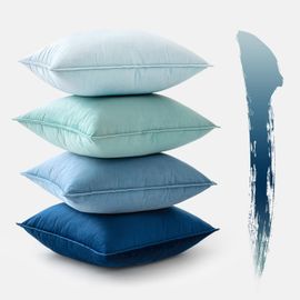 Kjakl-Lot De 4 Housses De Coussin En Velours 45x45cm Bleue Coussin Housse Coussin Coussin Peluche Coussin Pour Canapé Housse Coussin Canape Doux Et Doux Confort Manchon Pour Tampon
