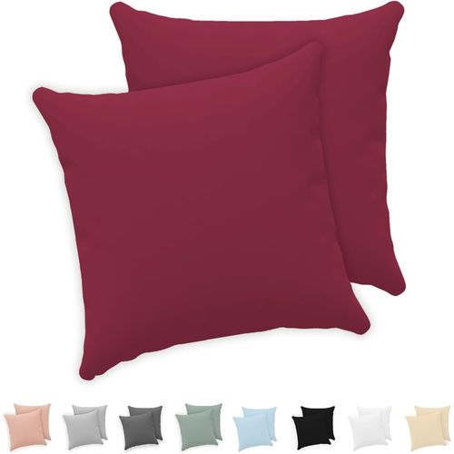 Slep-® Taie Oreiller 40x40 Cm (Lot De 2) - 100% Coton Jersey 150 Gsm - Bordeaux - Taie D'oreiller 40x40 Cm - Housse De Coussin Avec Fermeture Éclair - Certifié Oeko-Tex