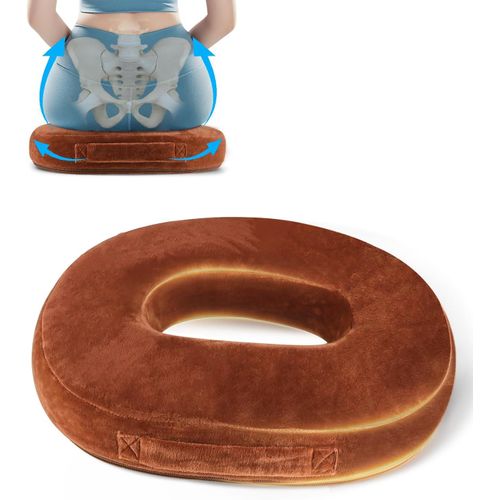 Cushion De Chaise Donut,Coussin Bouée Coccyx Ergonomique,Coussin Orthopédique Rond,Coussin Coccyx Pour Soulager Hémorroïdes (Brown)