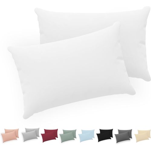 Slep-® Taie Oreiller 30x50 Cm (Lot De 2) - 100% Coton Jersey 150 Gsm - Blanc - Taie D'oreiller 30x50 Cm - Housse De Coussin Avec Fermeture Éclair - Certifié Oeko-Tex