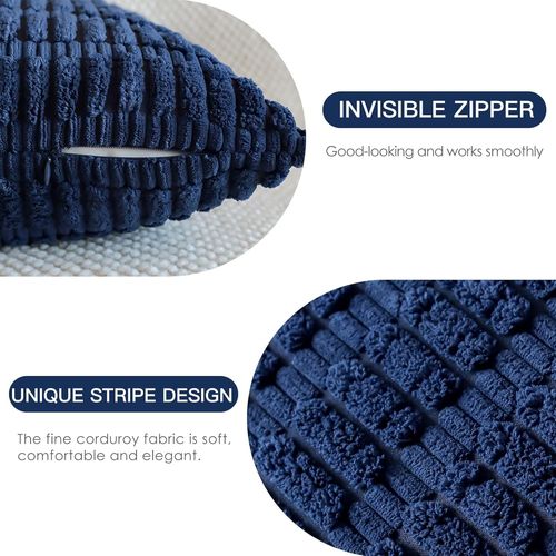 Tianyi-Lot De 2 Housses De Coussins En Velours Côtelé Décoratif Canapé Taie D'oreiller Doux Decoration Pour Maison Salon Chambre Canapé Décoration 30x50cm (Bleu Marine)