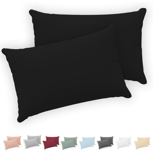 Slep-® Taie Oreiller 50x70 (Lot De 2) - 100% Coton Jersey 150 Gsm - 50x70 Cm - Taie D'oreiller 50x70 - Housse De Coussin Avec Fermeture Éclair - Certifié Oeko-Tex