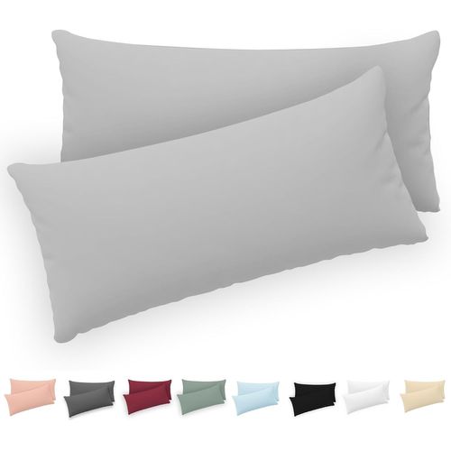 Slep-® Taie Oreiller 40x80 (Lot De 2) - 100% Coton Jersey 150 Gsm - 40 X 80 Cm - Taie D'oreiller 40x80 - Housse De Coussin Avec Fermeture Éclair - Certifié Oeko-Tex