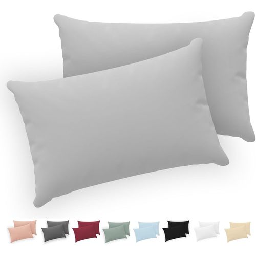 Slep-® Taie Oreiller 50x70 (Lot De 2) - 100% Coton Jersey 150 Gsm - 50x70 Cm - Taie D'oreiller 50x70 - Housse De Coussin Avec Fermeture Éclair - Certifié Oeko-Tex