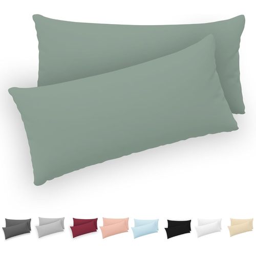 Slep-® Taie Oreiller 40x80 (Lot De 2) - 100% Coton Jersey 150 Gsm - 40 X 80 Cm - Taie D'oreiller 40x80 - Housse De Coussin Avec Fermeture Éclair - Certifié Oeko-Tex
