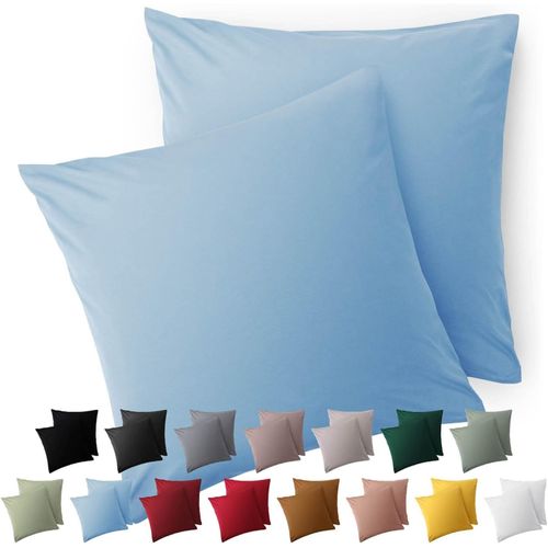 Slep-Taie Oreiller 80x80 Lot De 2 - Housse De Coussin Microfibre - Taies D'oreillers Avec Fermeture Enveloppe, Certifiée Oeko-Tex, Extra Douce Et Lavable - Bleu
