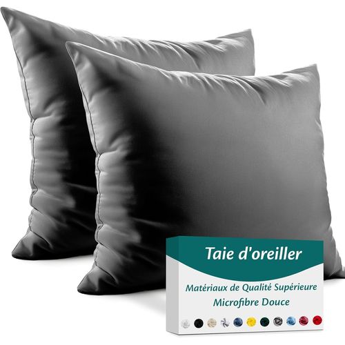 Cauc-Taie D'oreiller 60x60 Microfibre Premium Lot De 2 Housse Coussin Pour Coussins Canapé/Lit Tissu Super Doux Resistant Et Lavable Hypoallergénique Anti-Acariens Avec Fermeture Éclair Invisible