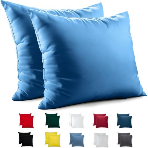 Cauc-Housse Coussin 45x45 Microfibre Premium Lot De 2 Taie D'oreiller Pour Coussins Canapé/Lit Tissu Super Doux Resistant Et Lavable Hypoallergénique Anti-Acariens Avec Fermeture Éclair Invisible