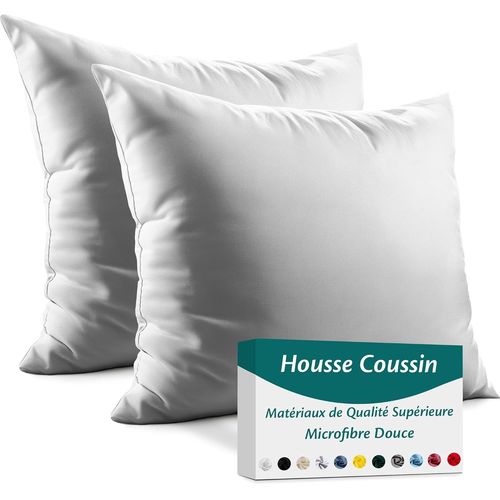 Cauc-Housse Coussin 40x40 Microfibre Premium Lot De 2 Taie D'oreiller Pour Coussins Canapé/Lit Tissu Super Doux Resistant Et Lavable Hypoallergénique Anti-Acariens Avec Fermeture Éclair Invisible