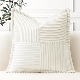 Kjakl-Lot De 1 Housses De Coussin En Velours Côtelé Décoratif Canapé Taie D'oreiller Super Doux Decoration Pour Maison Salon Chambre Canapé 60x60cm Crème Beige