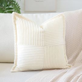 Kjakl-Lot De 1 Housses De Coussin En Velours Côtelé Décoratif Canapé Taie D'oreiller Super Doux Decoration Pour Maison Salon Chambre Canapé 60x60cm Beige