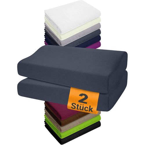 Slep-Lot De 2 Housses De Coussin Pour Oreiller Ergonomique 1450.2049-35-40 X 55-60 Cm, Anthracite