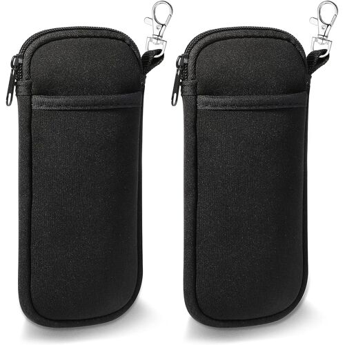 KALANKA-2 pièces Étuis à lunettes avec Mousqueton, Néoprène Double Sac Souple de Lunettes de Soleil avec fermeture éclair, Anti-Rayures Étuis à lunettes