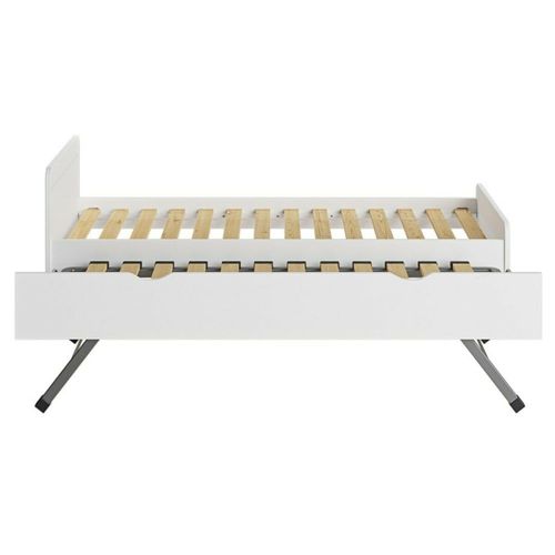 Lit Gigogne Bois Massif Blanc 90x200 Cm