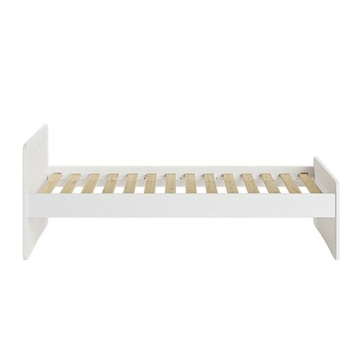 Pack Lit Avec Matelas Bois Massif Blanc 90x200 Cm