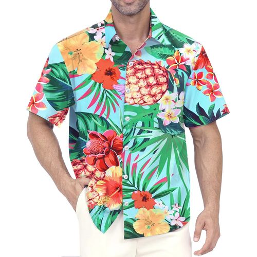 Kjakl-Chemise Hawaïenne Homme - Chemise Décontractée À Boutons, Manches Courtes À Motifs Floraux Imprimés, Style Vacances Été