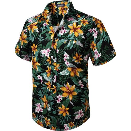 Kjakl-Hommes Funky Hawaïenne Chemises A Manches Courtes Poche Avant Vacances Ete Aloha Imprimé Plage Casual Hawaii Chemise S-2xl