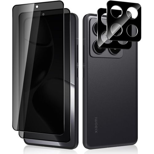 Khkui-Protection D'écran Anti-Espion Pour Xiaomi 14t Pro 5g [2+2 Pièces] Verre Trempé Privacy Écran Protection + Camera Lens Protection Film Pour Xiaomi 14t Pro 5g
