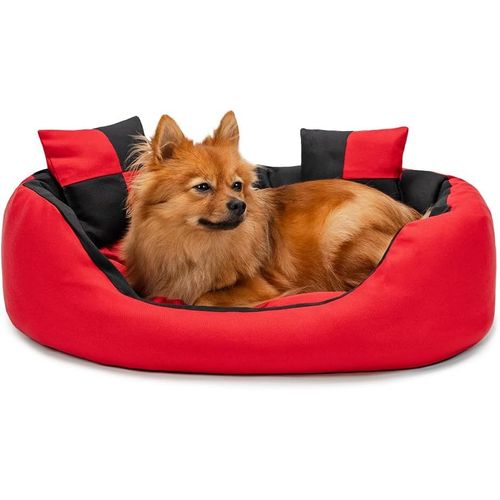 Lit Pour Chien 4-En-1 Avec Coussin Réversible, 65x50 Cm, Coussin Pour Animaux De Compagnie De Toutes Tailles Résistant Aux Griffures Avec Entrée Basse, Marron/Beige
