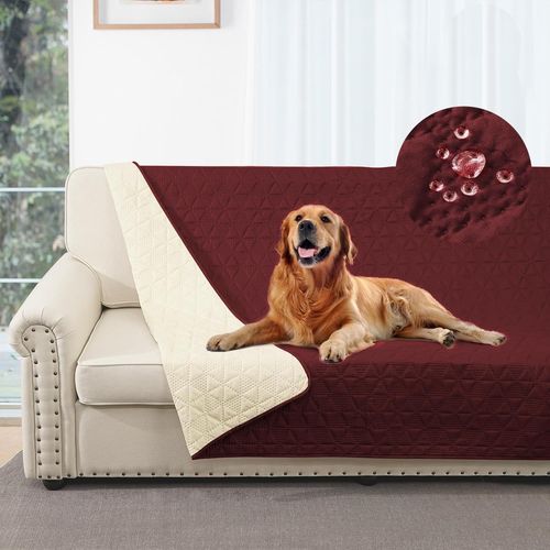 Tianyi-Housse De Canapé 100% Imperméable, Housse De Lit, Housse Pour Animaux De Compagnie, Canapé, Housse Pour Meubles De Canapé, Convient Aux Enfants, Chiens, Chats (Rouge Bordeaux,173-208 Cm)