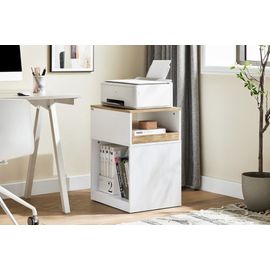 Caisson De Bureau 1 Tiroir Et 2 Compartiments Ouverts Effet Bois Blanc
