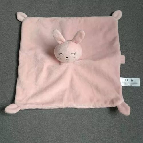 Doudou plat lapin endormi attache tétine rose simba toys