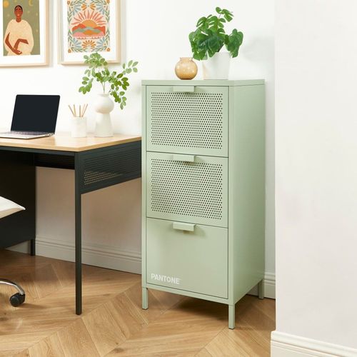 Caisson De Bureau Métal Vert Amande 3 Tiroirs H105cm