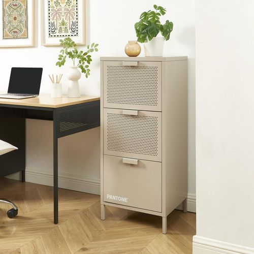 Caisson De Bureau Métal Taupe 3 Tiroirs H105cm
