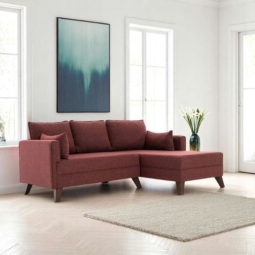 Canapé D’Angle Convertible Rouge Chiné - Côté Droit