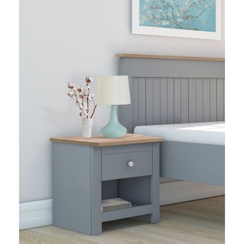 Table De Nuit Avec 1 Tiroir En Effet Bois Chêne Gris