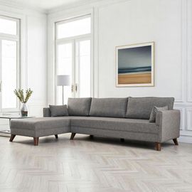 Canapé D'angle Gris Chiné - 275 Cm, Côté Gauche