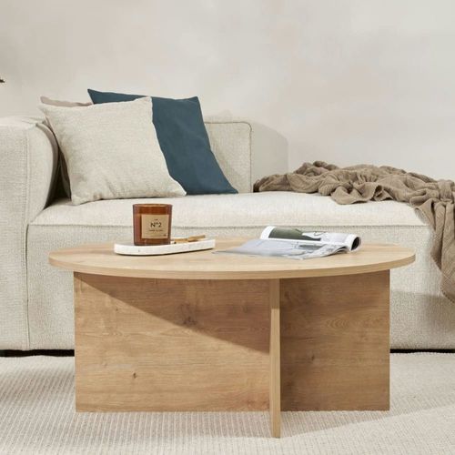 Table Basse Ronde Moderne - Décor Chêne