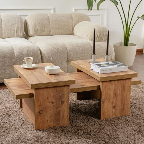 Table Basse Gigogne Décor Bois (3 Pièces)