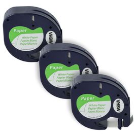 vhbw 3x Rubans papier remplacement pour Dymo 91200, S0721520 pour imprimante d'étiquettes 4m x 12mm Noir sur Blanc