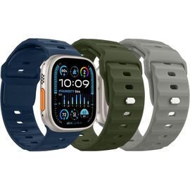Khkui-3pcs Bracelet Océan Compatible Apple Watch Ultra2 49mm 46mm 45mm 44mm 42mm Pour Les Hommes Et Les Femmes,Bande De Remplacement En Silicone Pour Iwatch Serie 10 9 8 7 6 5 4 3 Se Ultra 2 1,V&b&p