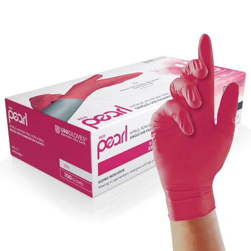 Red Pearl Gants D'examen En Nitrile-Gants Jetables Polyvalents,Sans Poudre Et Sans Latex-Boîte De 100 Gants,Rouge,Taille S (Gp0062)