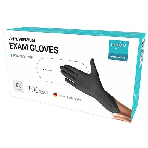 Lot De 100 Gants Jetables En Vinyle Sans Latex Et Non Poudrés-Taille S,M,L Et Xl (Noir,Xl)