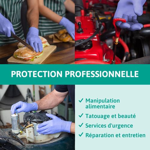 Microflex 93-843 Gants Jetables En Nitrile,Gant Usage Unique Haute Qualité,Protection Chimique Et Mécanique Industrielle,Design Fin Et Durable,Violet,Taille L (100 Pièces)