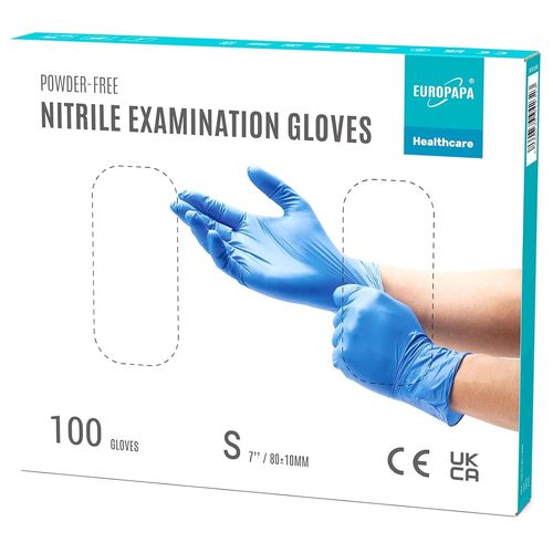 Lot De 100 Gants Jetables En Nitrile-Non Poudrés-Sans Latex-Non Stériles-Sans Latex-Bleu Océan.[H21]
