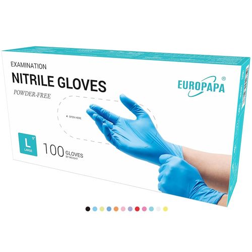 Lot De 100 Gants Jetables En Nitrile Sans Poudre,Sans Latex,Non Stériles,Sans Latex,Non Stériles,Sans Latex,Gloves Disposibles (L,Bleu).[H33]