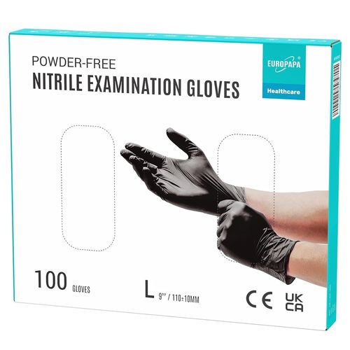 Lot De 100 Gants Jetables En Nitrile Sans Poudre,Sans Latex,Non Stériles,Sans Latex,Non Stériles,Sans Latex,Gloves Disposibles (L,Noir).[H32]